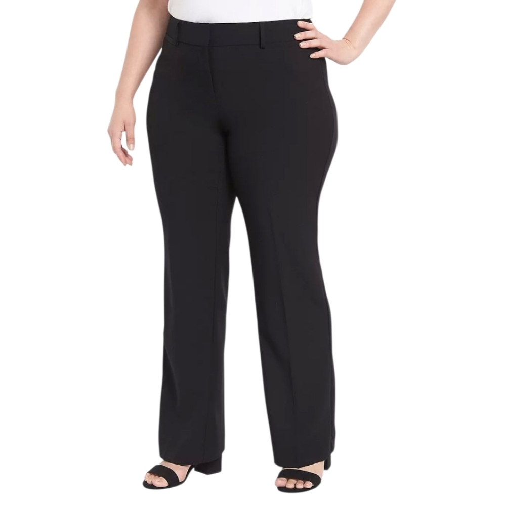 Lane Bryant Black Regular Fit Wide Leg High Rise Career Pants Plus Size 16